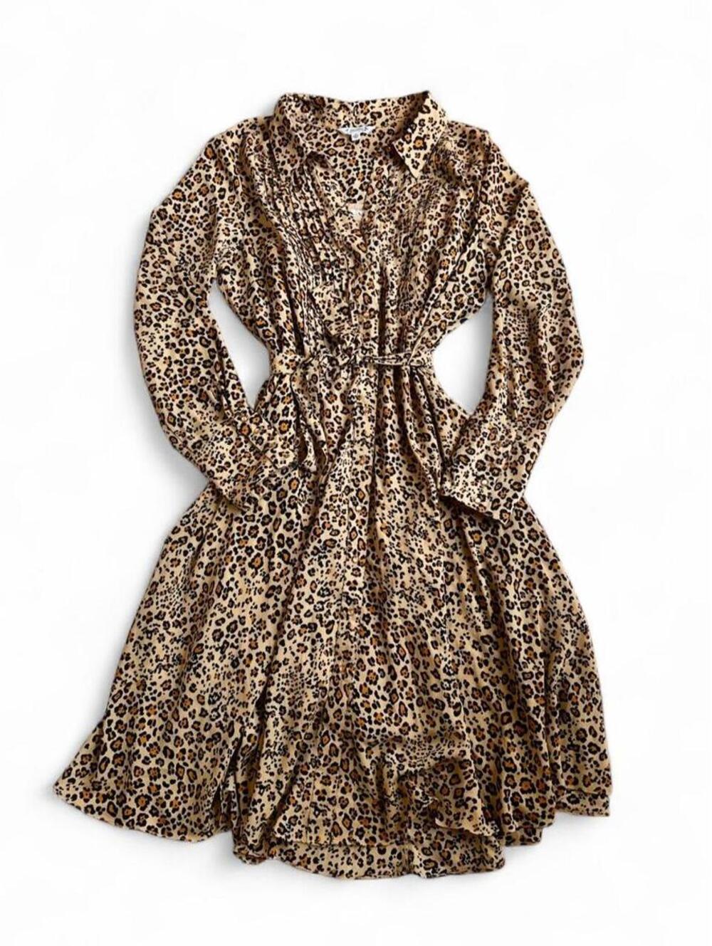 Nanette Lepore leopard print dress with tie waist pleated slip dress included 10